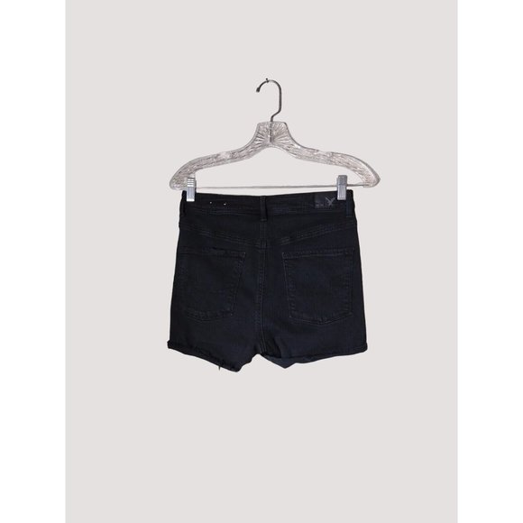 American Eagle Shorts Womens 6 Super Stretch Button Fly Black Raw Cuff - Picture 2 of 10